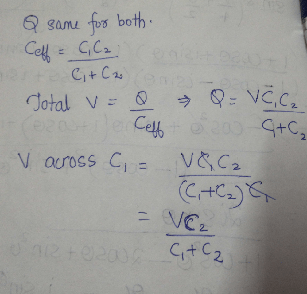Two capacitances of capacity C1 and C2 are connected in series and