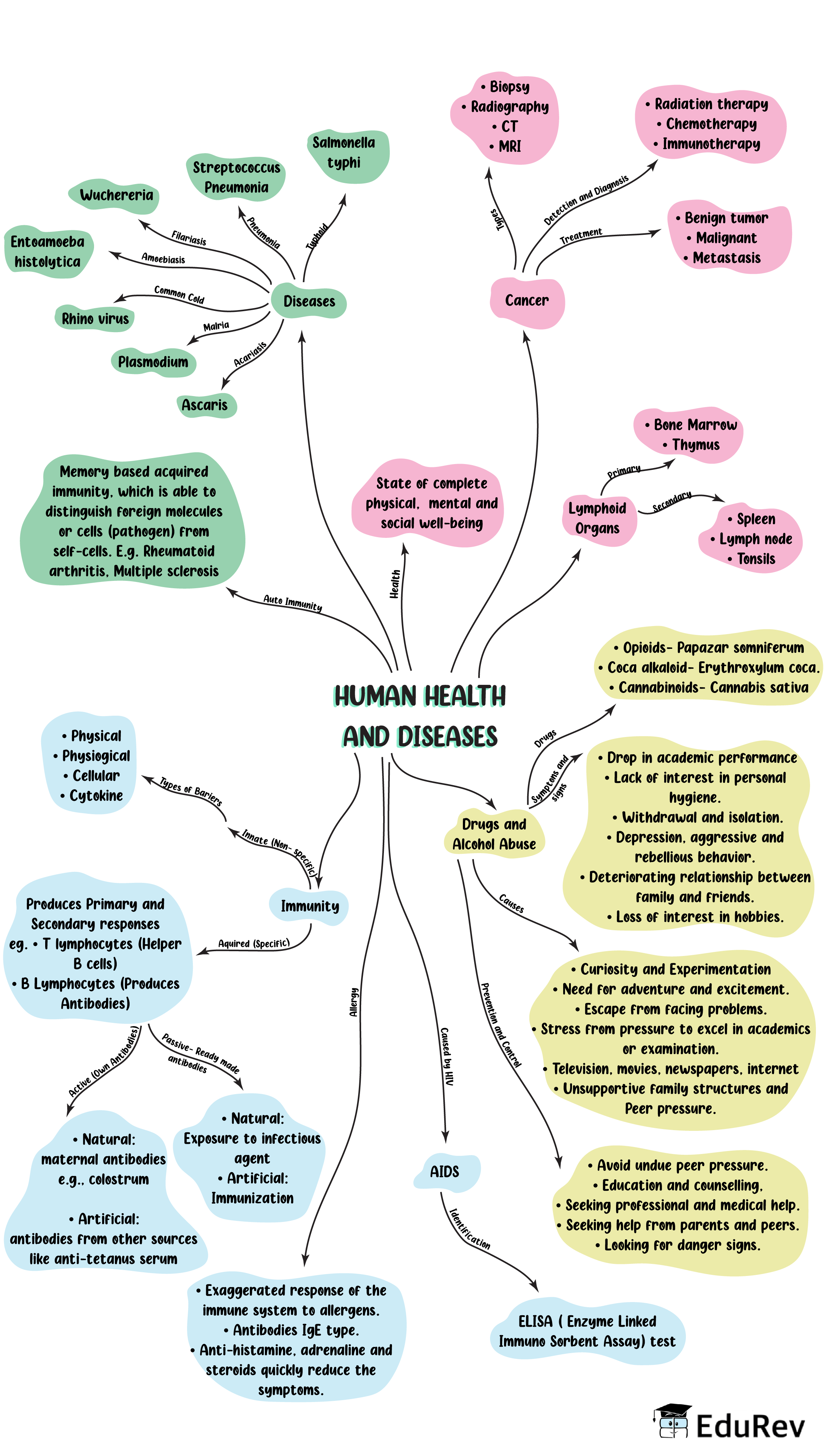 Mindmap Human Health and Diseases Notes EduRev