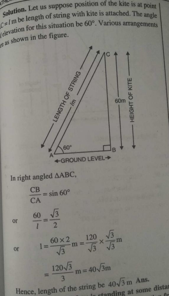 A kite is flying at a height of 60 m above the ground. The string