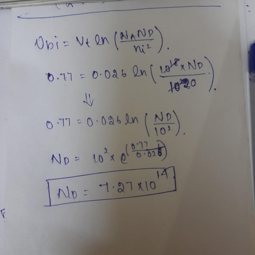 Calculate the donor atom concentration (ND) in a Silicon P-N