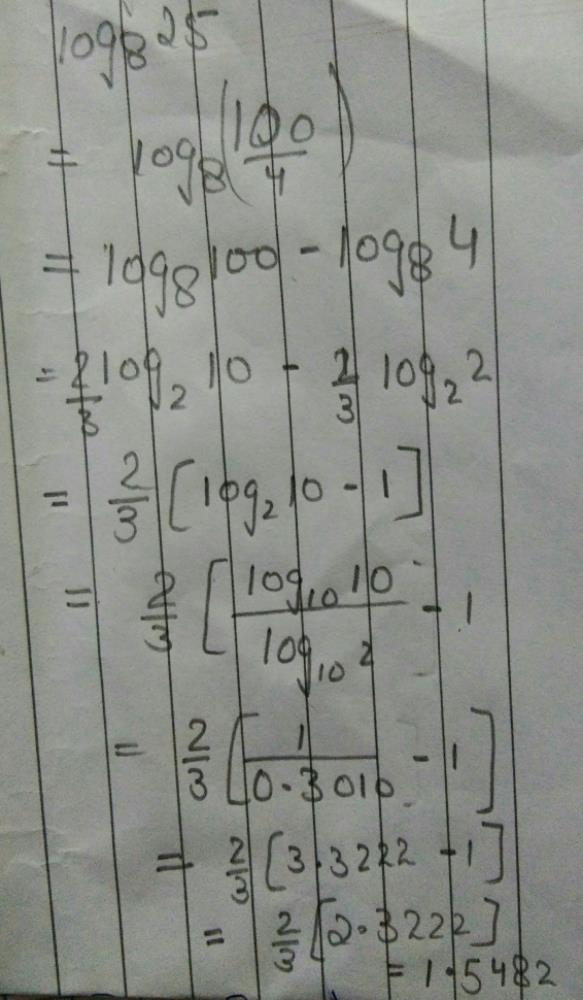 The Value Of Log 25 To The Base 8 Given Log 2 0 3010 Is Edurev Ca Foundation Question