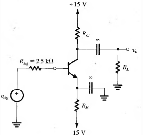 Q 7 Q 10 The Circuit Shown Below Is A Small Sine Wave Signal With Average Zero And Transistor Szlig Q Find The Value Of R E To Establish A Dc Emitter Current Of About 0 5