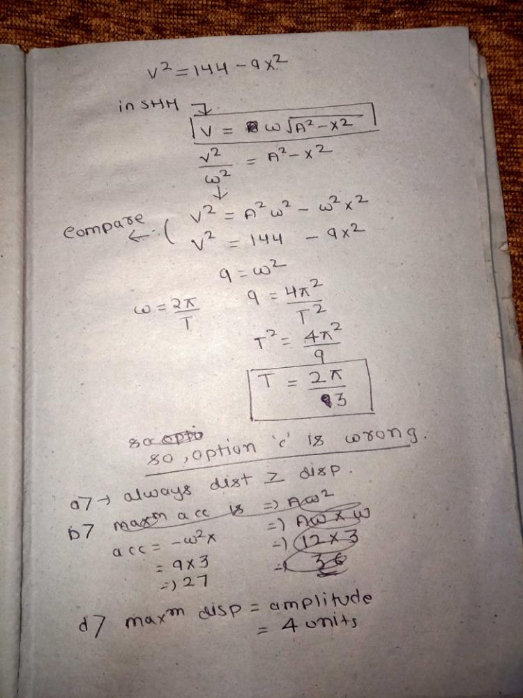 The Speed V Of A Particle Moving Along A Straight Line When It Is At A Distance X From A Fixed Point On The Line Is Given V2 144 9x2