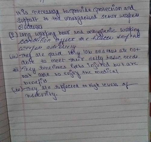 Protection And Support To The Unorganised Sector Workers Is This Necessary For Both Economic And Social Development Support The Statement Edurev Class 10 Question