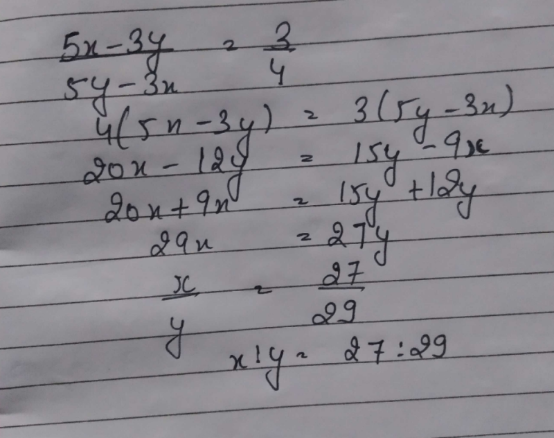 If 5x 3y 5y 3x 3 4 The Value Of X Y Is Edurev Ca Foundation Question