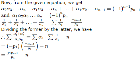 If α1 , α2 … αn be the roots of the equation is equal to_____a)b)c)d ...