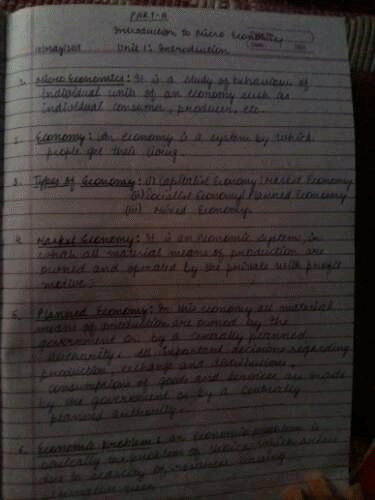 Notes Of Economics Class 11 Notes Edurev