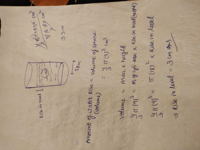 A sphere of diameter 18 cm is dropped into a cylindrical vessel of