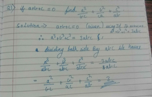 If A B C 0 Then Find The Value Of A 2 B 2 Ca C 2 Ab Edurev Class 9 Question