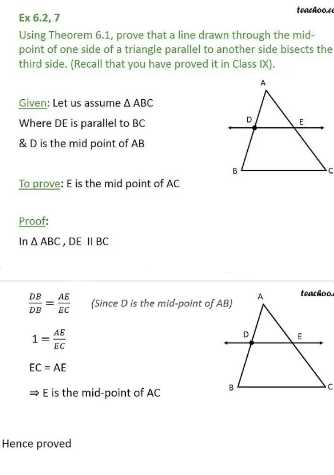 Prove That A Line Drawn Through The Midpoint Of One Side Of Triangle Parallel To Other Side Bisects The Third Side Edurev Class 10 Question