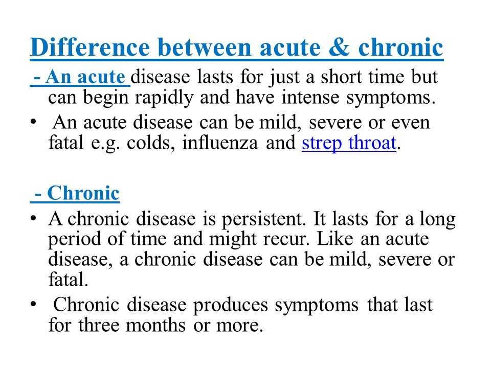 Difference between acute and chronic diseases? | EduRev Class 9 Question