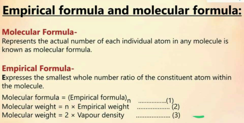 Defference B W Emprical Formula Molecular Formula Edurev Class 11 Question