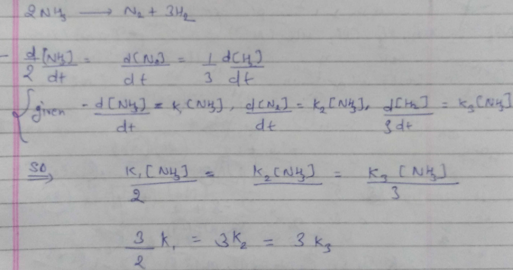 For The Reaction Then Relation Between K1, K2 And K3 Isa)1.5k1 = 3k2 ...