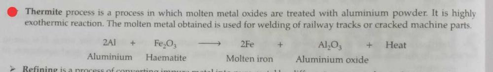 What is thermit reaction ? | EduRev Class 10 Question