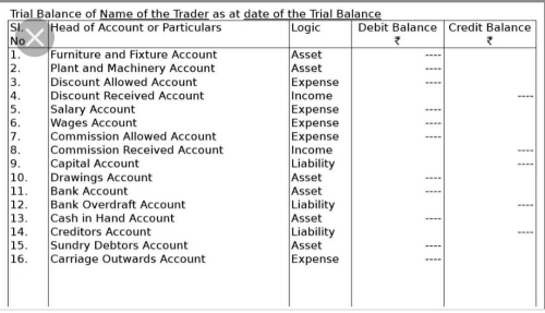 proforma of trial balance related journal ledger and accountancy financial management edurev b com question sample personal sheet assets liability equity examples