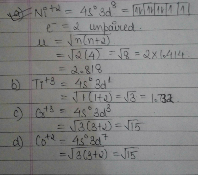 Q. Ni BM of ... by: 2.84 given is moment number Magnetic (Atomic