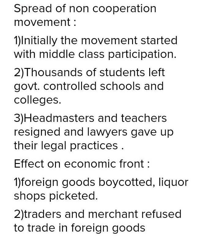 How had non cooperation movement spread in cities?explain? EduRev Class 10 Question