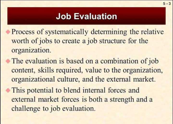 Rationale and procedure of job evaluation