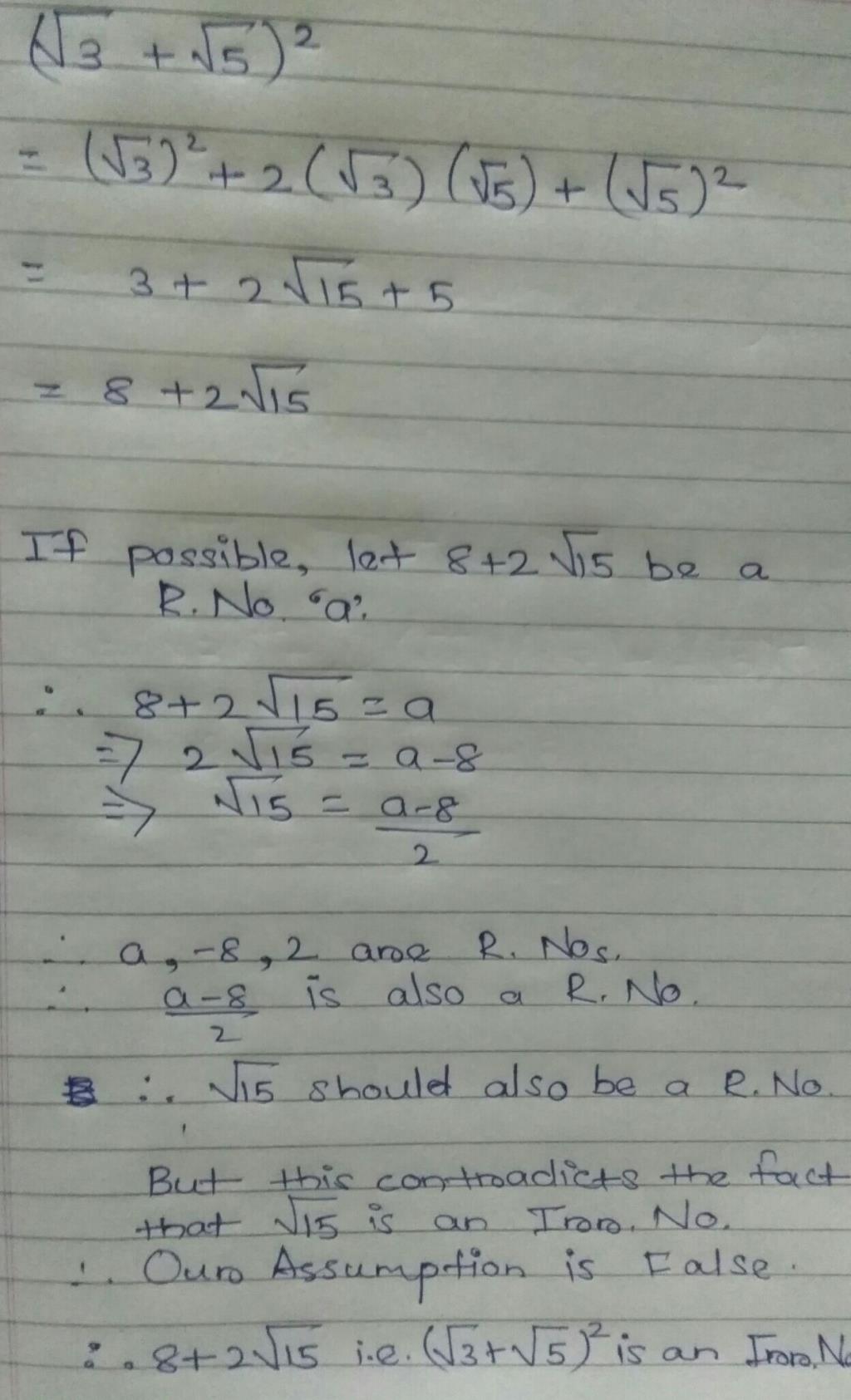Show That 3 5 Is An Irrational Number Edurev Class 10 Question Show That 3 5 Is An Irrational Number Edurev Class 10 Question