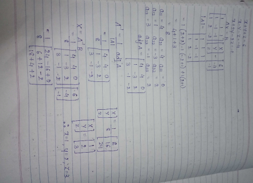 Solve The Following System Of Equations By Matrix Method X Y Z 6 X Y Z 4 X 2y 2z 1 Related Ncert Solutions Determinants Exercise 4 4 Class 12 Maths Edurev Class 12 Question