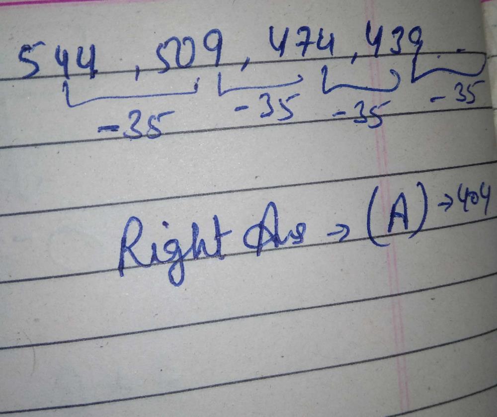 Look At This Series 544 509 474 439 What Number Should Come Next A 404b 414c 4d 445correct Answer Is Option A Can You Explain This Answer Edurev Lr Question