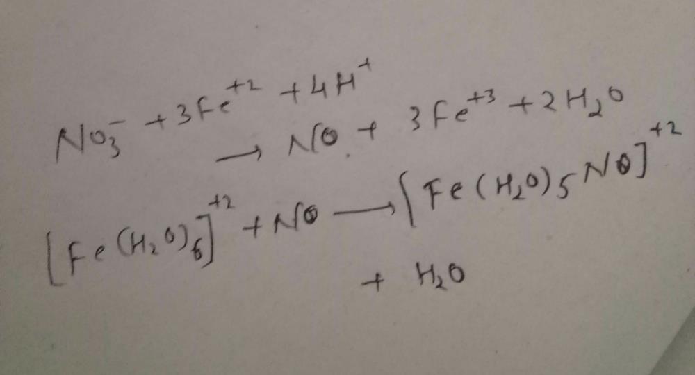 A brown ring is formed in the ring test for NO3–ion. It is due to the ...