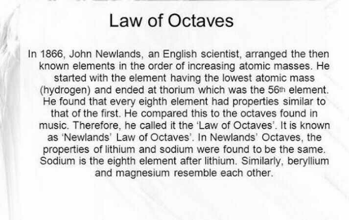 What Is Law Of Octaves? | Edurev Class 10 Question What Is Law Of Octaves? | Edurev Class 10 Question