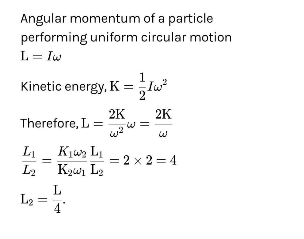 A particle performing uniform circular motion has angular momentum L ...