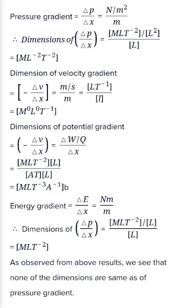 Pressure gradient has the same dimensions as that ofa)velocity ...