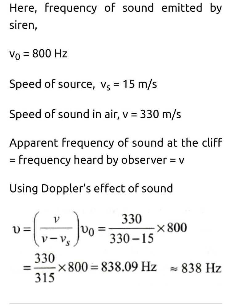 A siren emitting a sound of frequency 800 Hz moves away from an ...