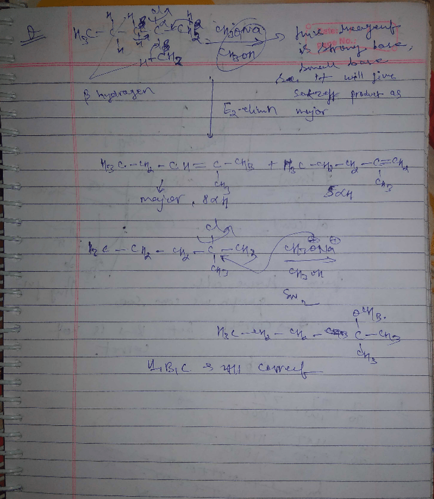 2-chloro-2-methylpentane on reaction with sodium methoxide in methanol ...