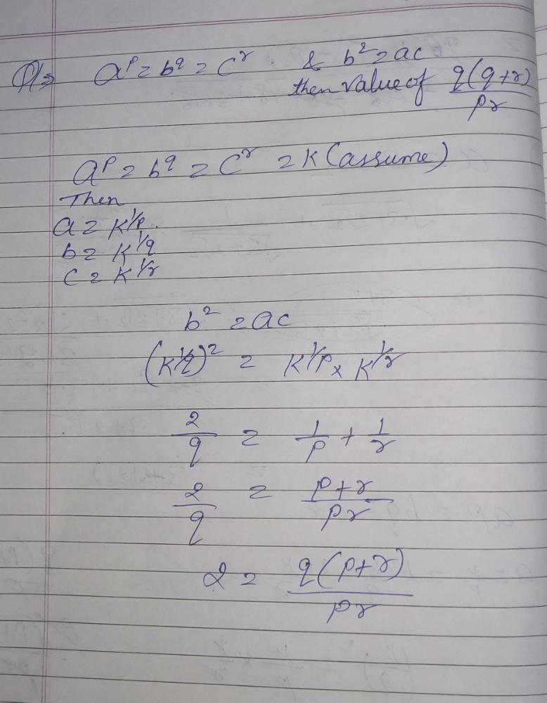 If Ap Bq Cr And B2 Ac The Value Of Q P R Pr Is Given Byexpalin Edurev Ca Foundation Question