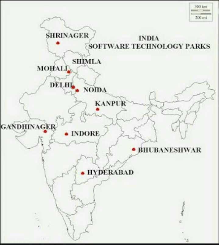 Software Technology Parks In Map Edurev Class 10 Question