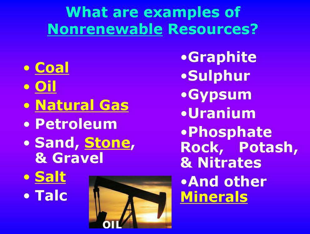 Give Two Examples Of Non Renewable Resources