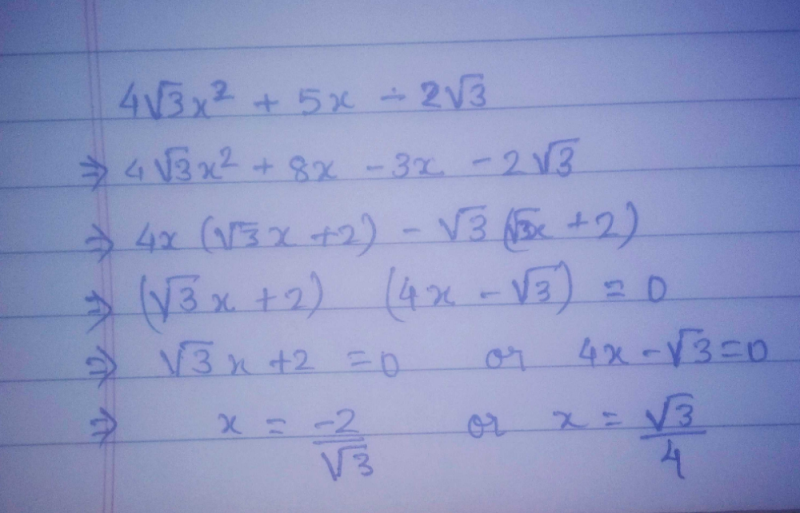 Solve The Equation 4 3x Square 5x 2 3 Edurev Class 10 Question