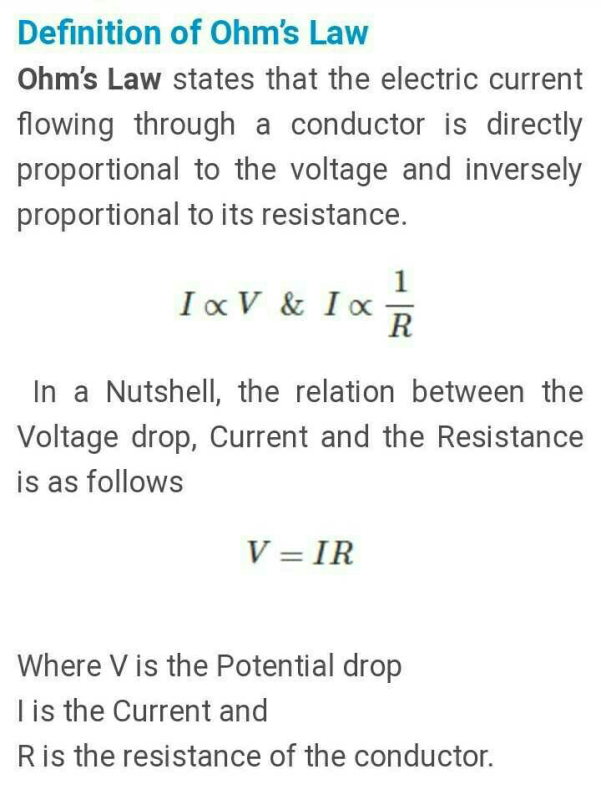 Define Ohm S Law Edurev Class 10 Question