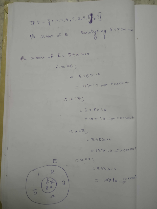If E 1 2 3 4 5 6 7 8 9 The Subset Of E Satisfying 5 X 10 Isa 5 6 7 8 9 B 6 7 8 9 C 7 8 9 D None Of Thesecorrect Answer Is Option B Can You Explain This Answer Edurev Ca Foundation Question