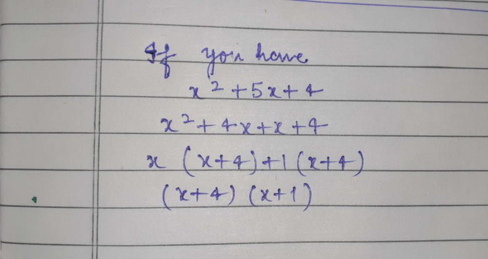 Factorise X2 5x 4 Edurev Class 10 Question