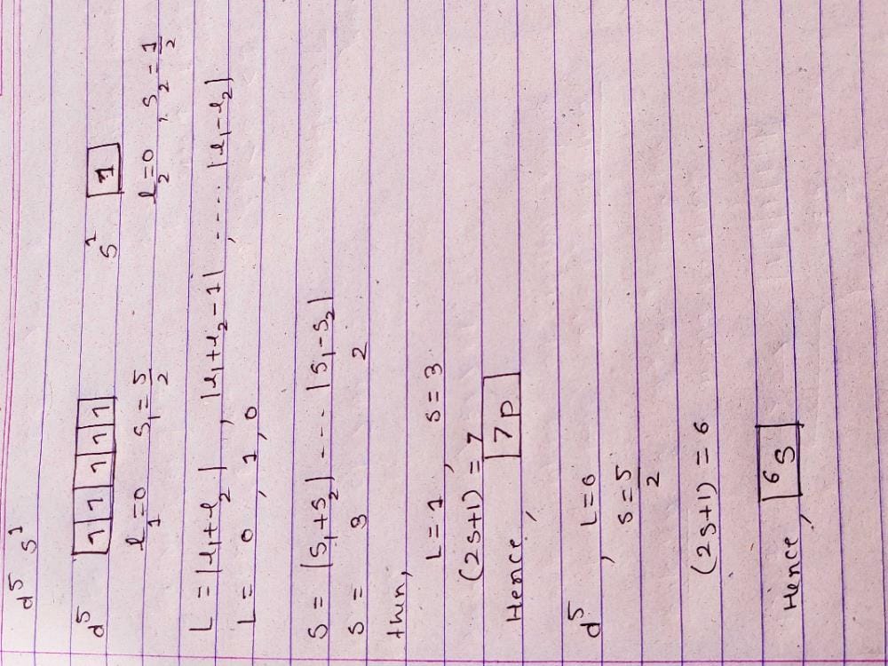 The ground state term symbols for high spin d5s1 and d5 configurations