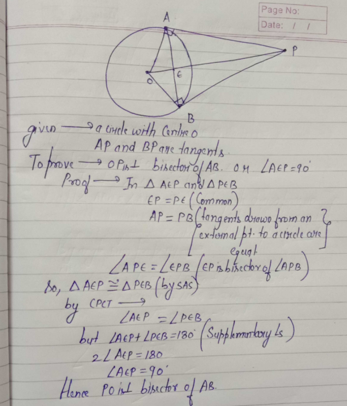 If PA And PB Are Two Tangents Drawn From A Point P To A Circle With ...