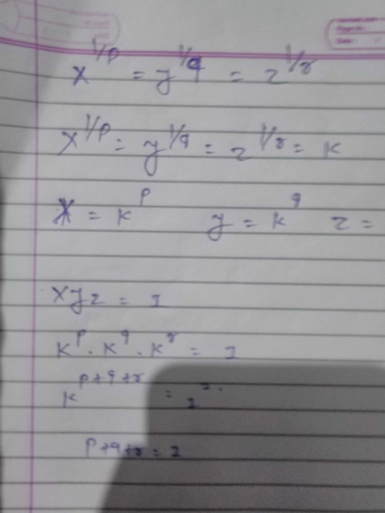 If X To The Power 1 P Y To The Power 1 Q Z To The Power 1 R And Xyz 1 Then The Value Of P Q R Is A 1 B 0 C 1 2 Edurev Ca Foundation Question