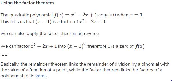 What s The Difference Between Factor Theorem And Remainder Theorem 