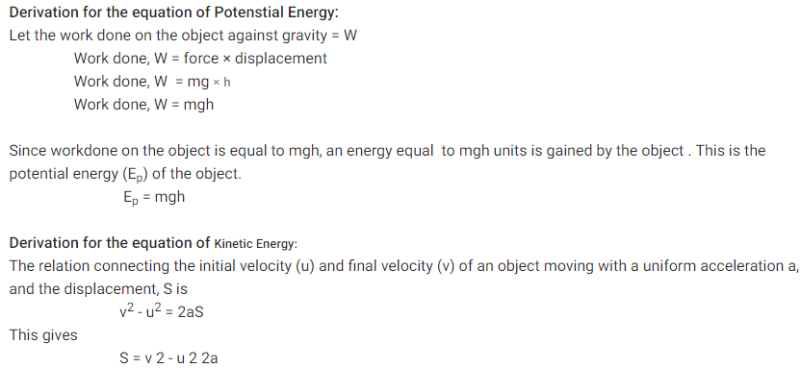 What Is The Mathematical Expression Of Kinetic And Potential Energy Edurev Class 9 Question