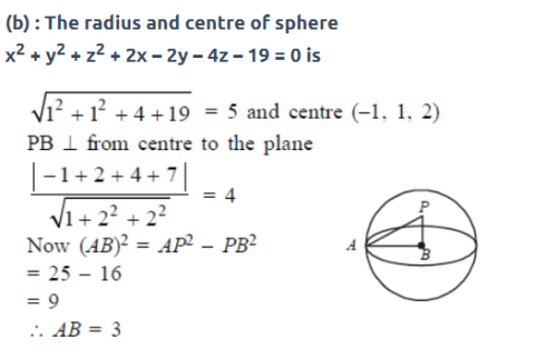 The Radius Of The Circle In Which The Sphere X2 Y2 Z2 2x 2y 4z 19 0 Is Cut By The Plane X 2y