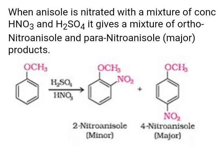 nitration-of-anisole-gives-majorly-a-nitroanisoleb-para-nitroanisolec