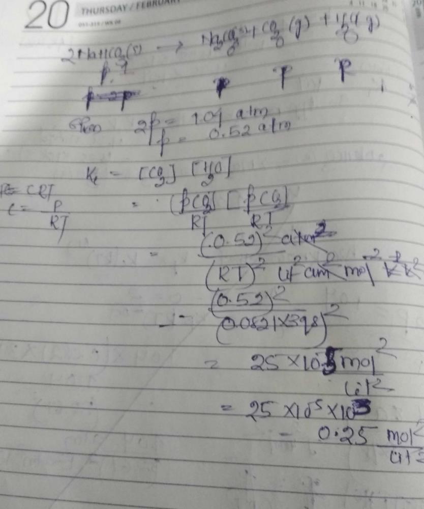 When baking soda is heated in a sealed tube, following equilibrium existsIf the equilibrium