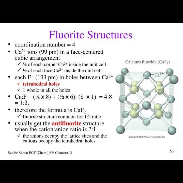 In the fluorite structure, the coordination number of Ca2+ ion is ...