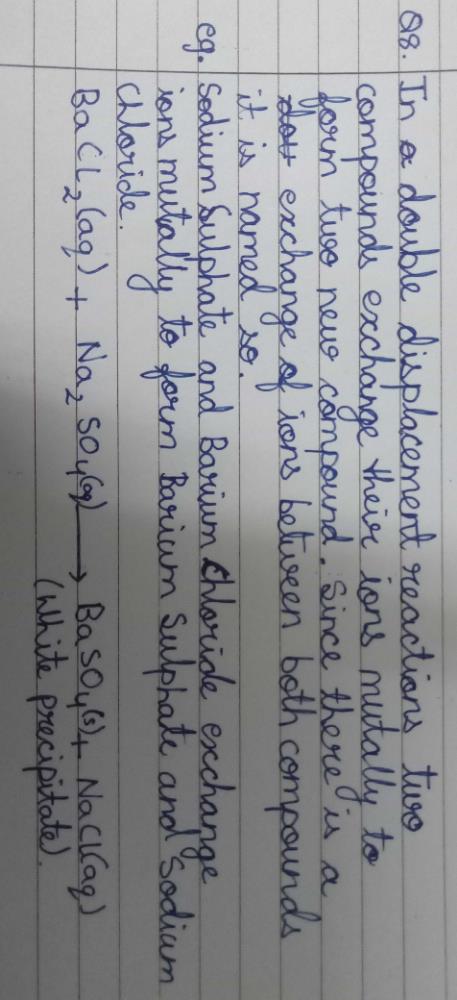Why is double displacement reaction so named? Explain with a suitable