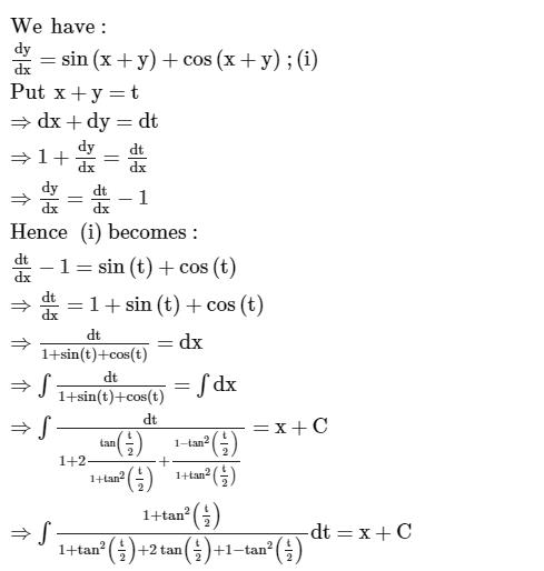 Solve differential equation dy/dx=sin(x+y) cos (x+y)? | EduRev Class 12 ...