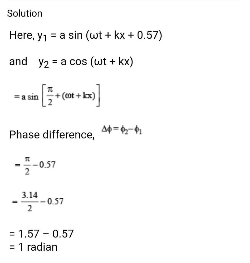 Two Waves Are Represented By The Equations Y1 A Sin ωt Kx 0 57